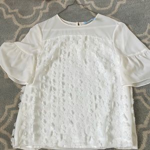 Ivory Draper James slightly sheer blouse with flower detail